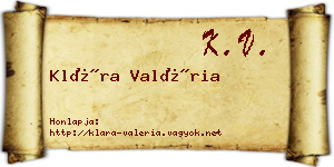 Klára Valéria névjegykártya